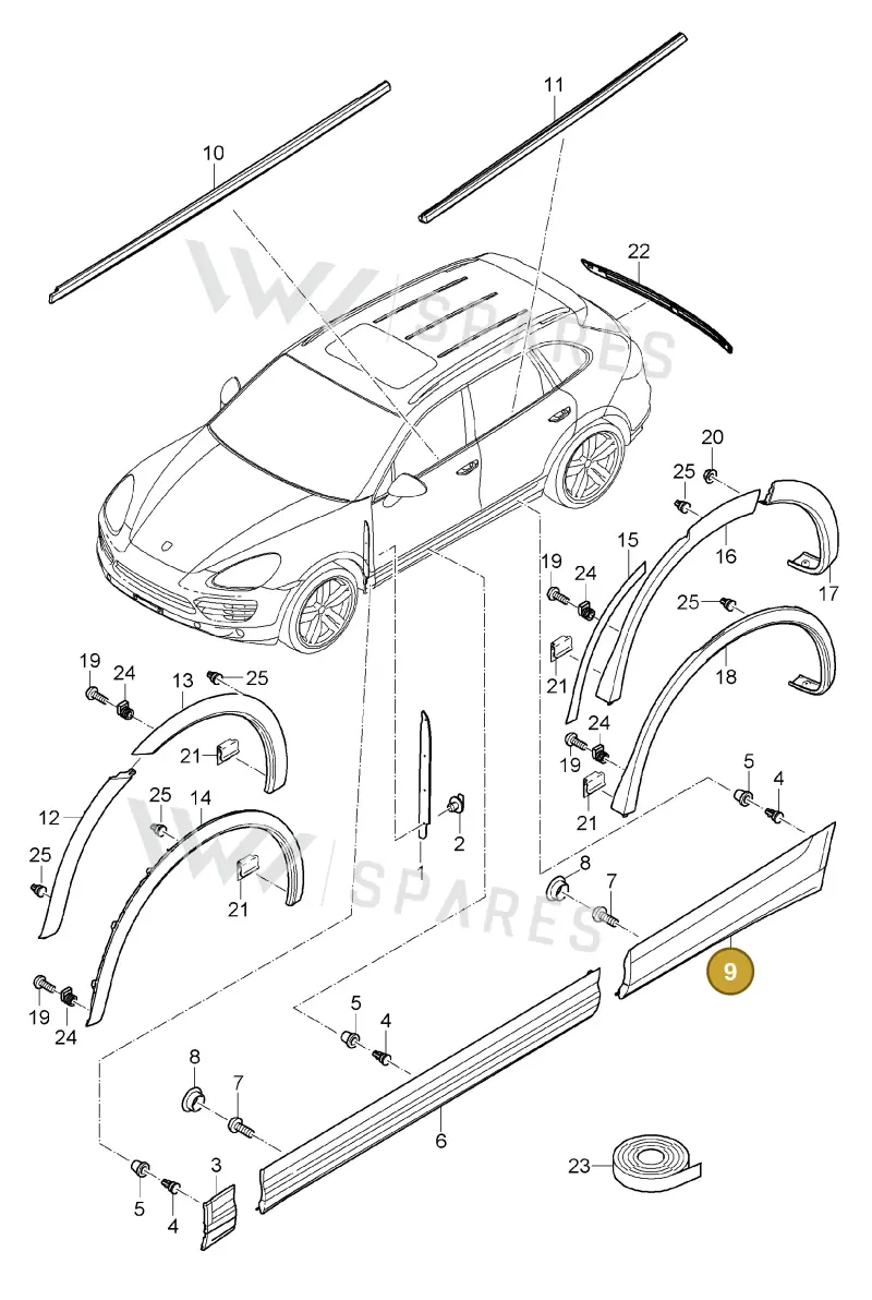 95855979020G2X — Porsche Cayenne (2010-2018) diagram p37810000, position 9