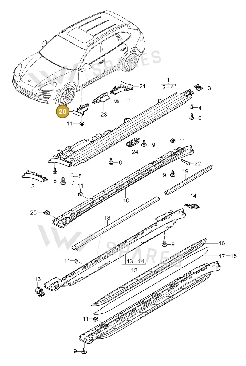 958559832009B9 — Porsche Cayenne (2010-2018) diagram p37810010, position 20
