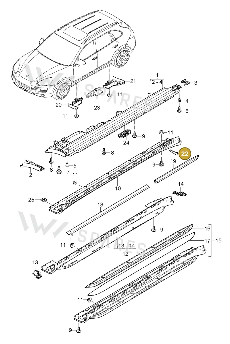958559852009B9 — Porsche Cayenne (2010-2018) diagram p37810010, position 22
