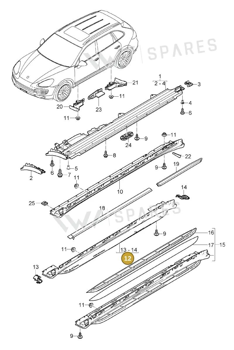 958559887009B9 — Porsche Cayenne (2010-2018) diagram p37810010, position 12