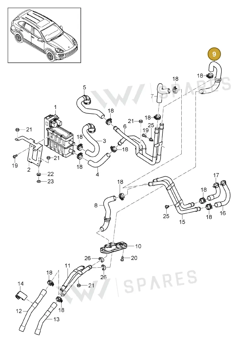 95857237000 — Porsche Cayenne (2010-2018) diagram p37813010, position 9