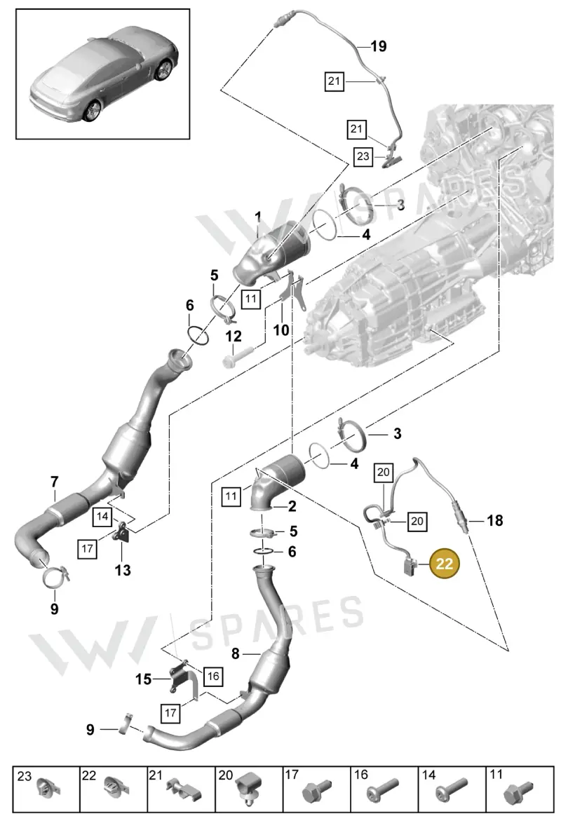 95857283000 — Porsche Panamera 4 Hybrid (2016-2020) diagram p49202055, position 22