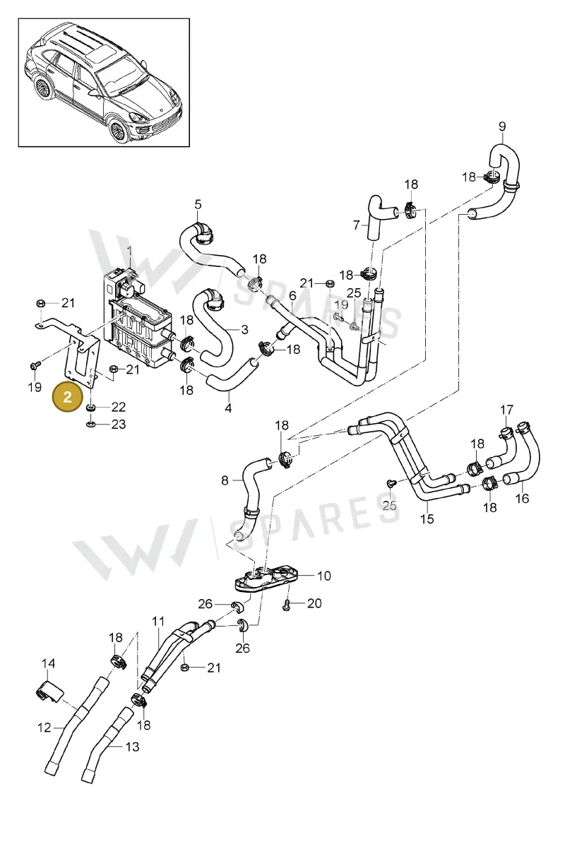 95857345300 — Porsche Cayenne (2010-2018) diagram p37813018, position 2