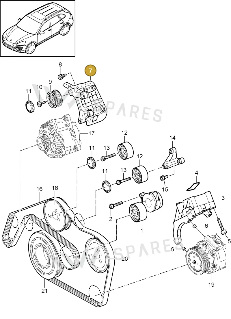 95860325220 — Porsche Cayenne (2010-2018) diagram p37102092, position 7