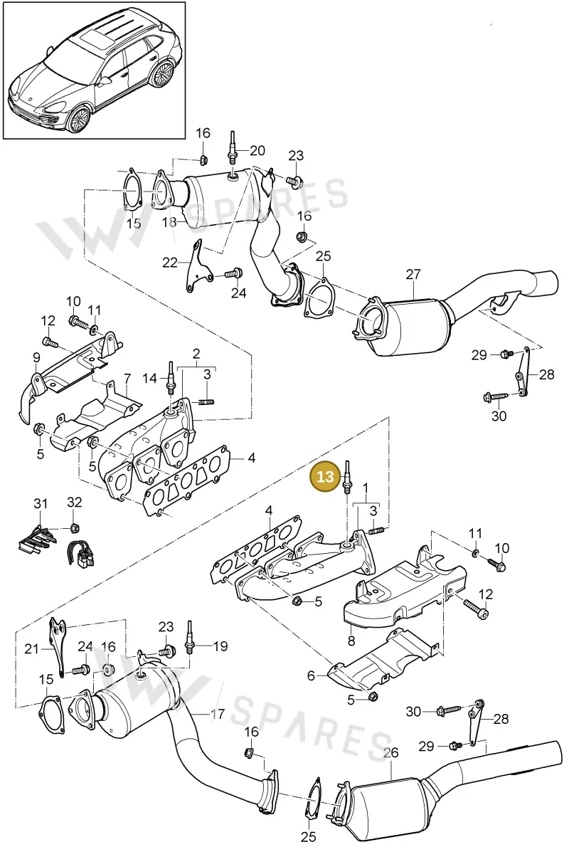 95860613311 — Porsche Cayenne (2010-2018) diagram p37202020, position 13