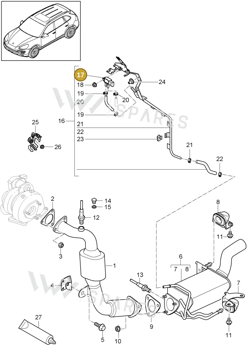 95860615110 — Porsche Cayenne (2010-2018) diagram p37202020, position 17