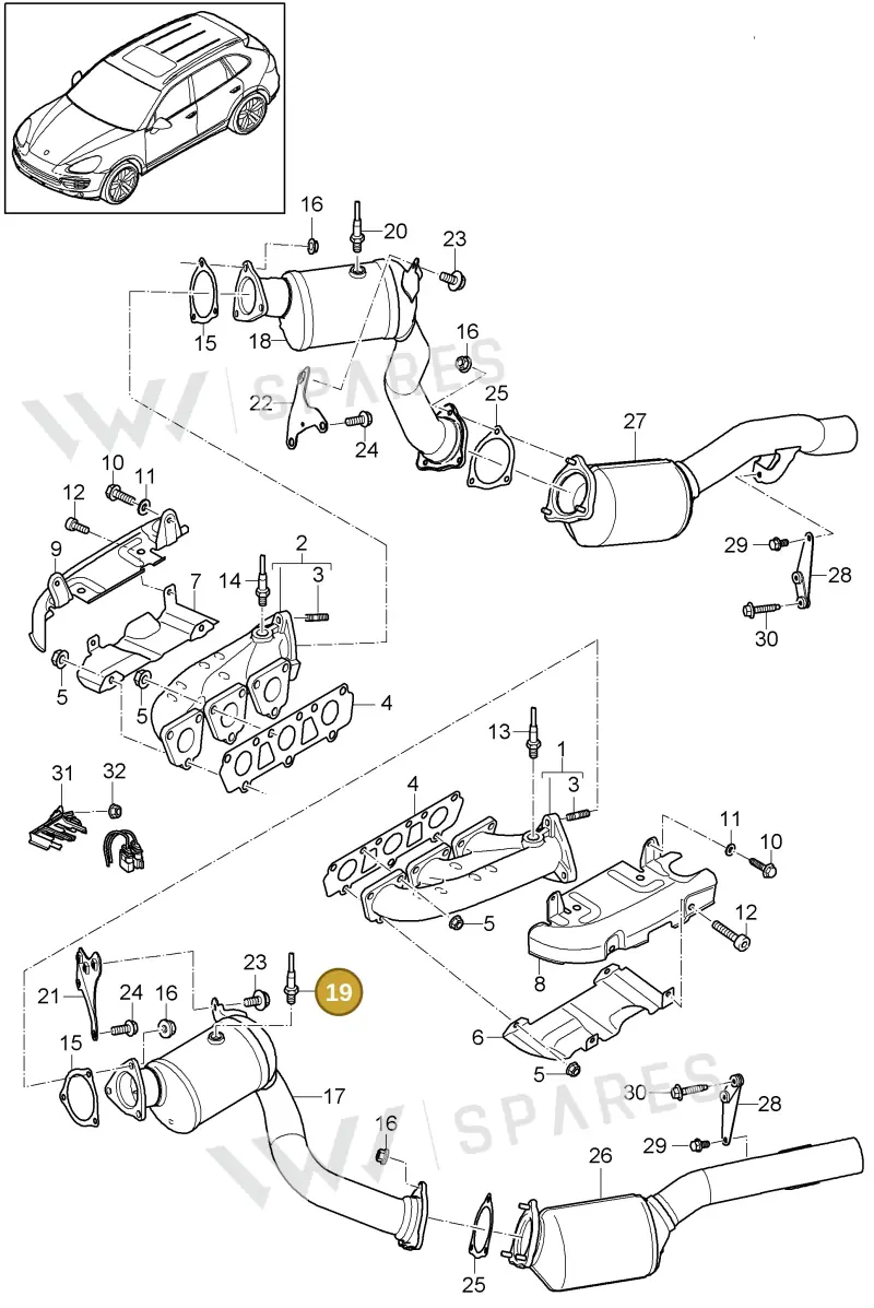 95860617310 — Porsche Cayenne (2010-2018) diagram p37202020, position 19