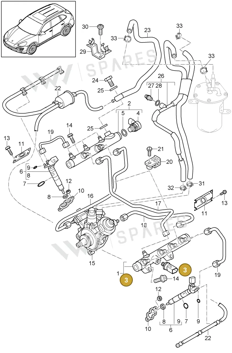 95860623000 — Porsche Cayenne (2010-2018) diagram p37107030, position 3