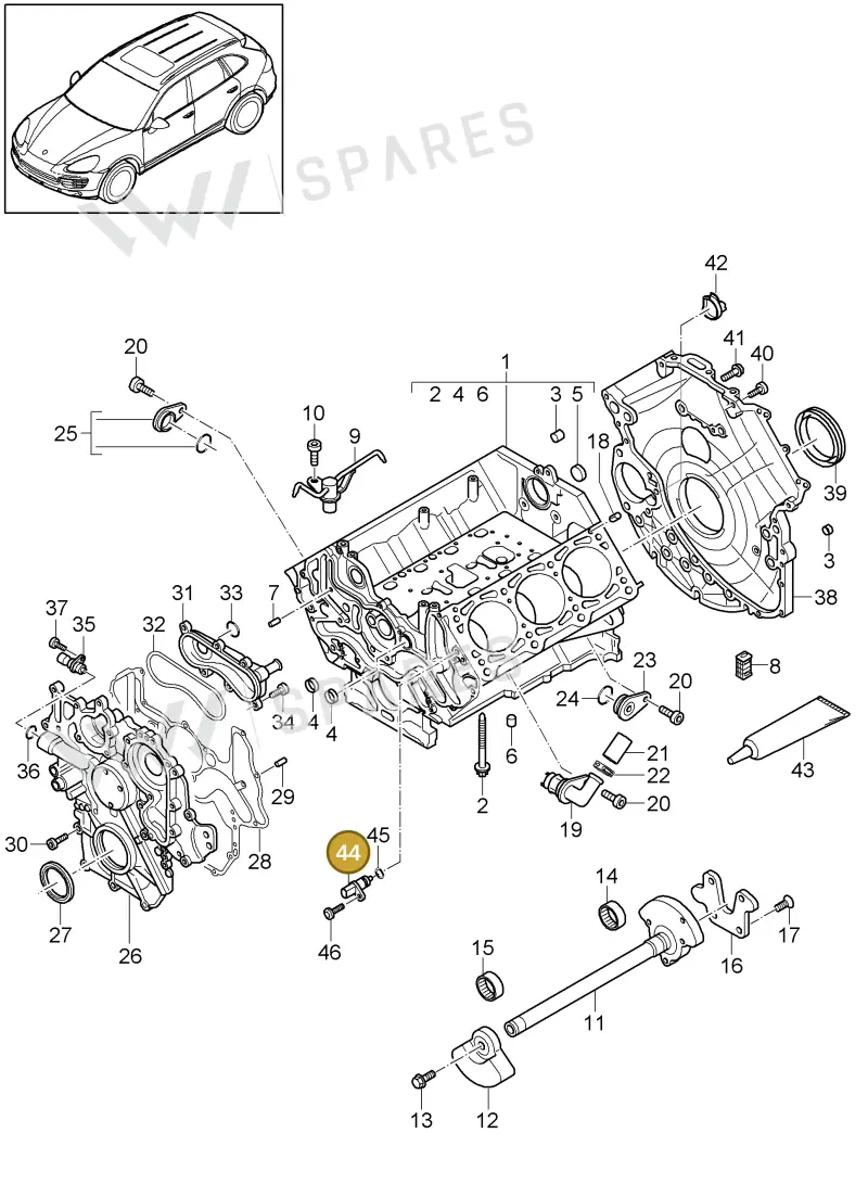 95860662300 — Porsche Cayenne (2010-2018) diagram p37101065, position 44