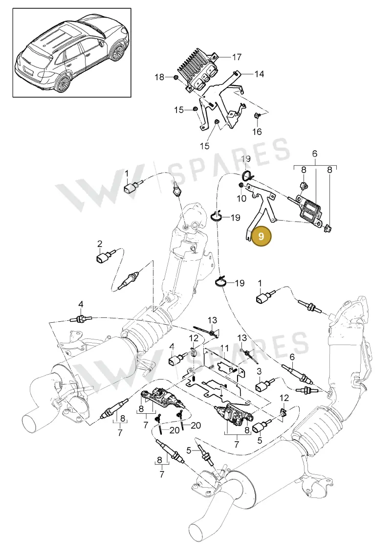 95860680420 — Porsche Cayenne (2010-2018) diagram p37202095, position 9