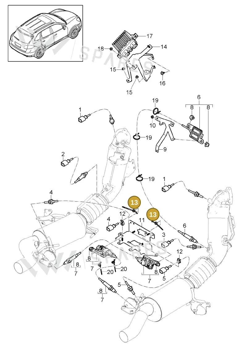 95860683800 — Porsche Cayenne (2010-2018) diagram p37202095, position 13