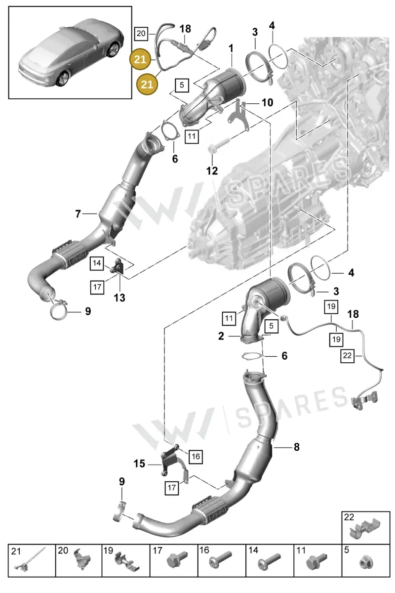 95860683810 — Porsche Panamera (2016-2020) diagram p49202060, position 21