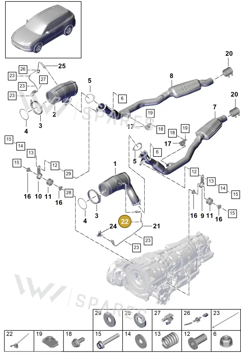95860683810 — Porsche Cayenne (2017-2023) diagram p51202070, position 22