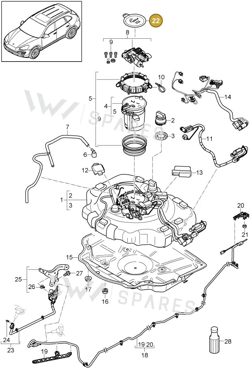95861270830 — Porsche Cayenne (2010-2018) diagram p37202028, position 22