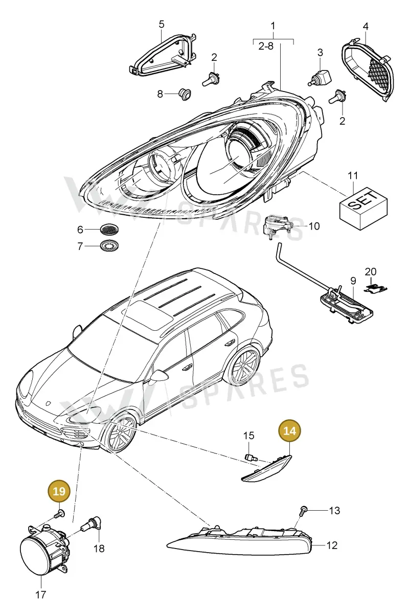 95863110210 — Porsche Cayenne (2010-2018) diagram p37905000, position 14+19