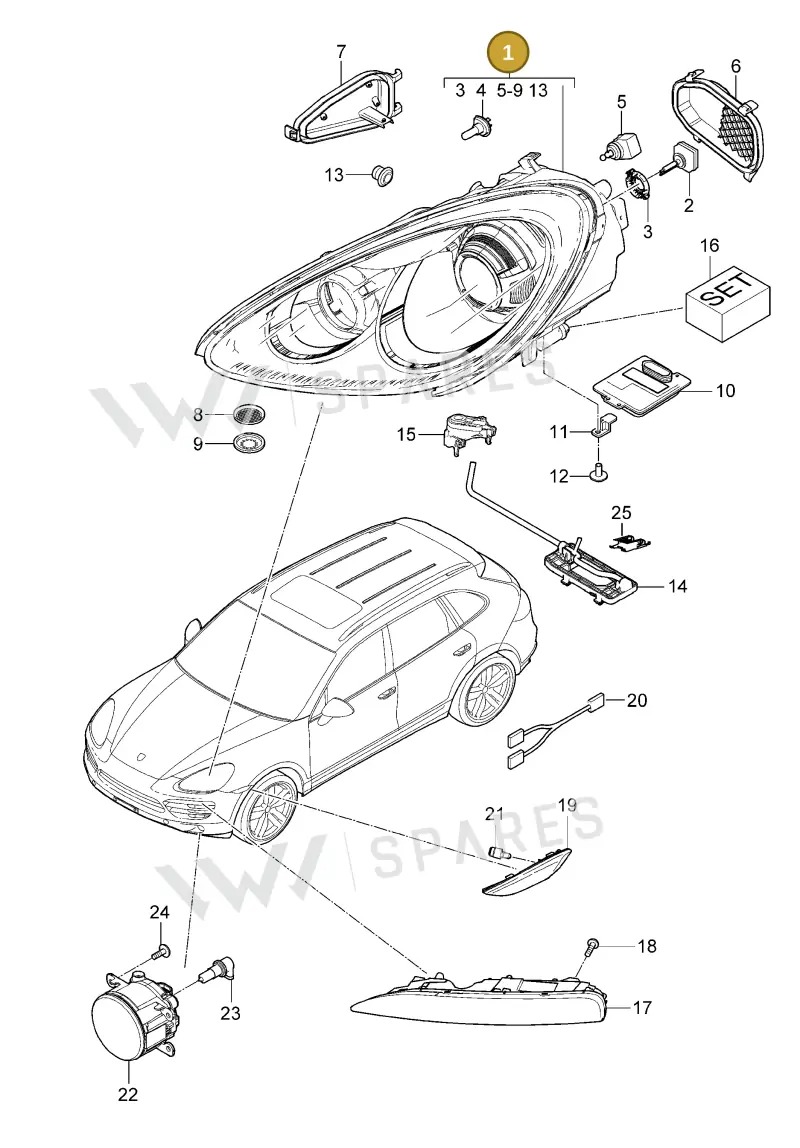 95863117612 — Porsche Cayenne (2010-2018) diagram p37905000, position 1