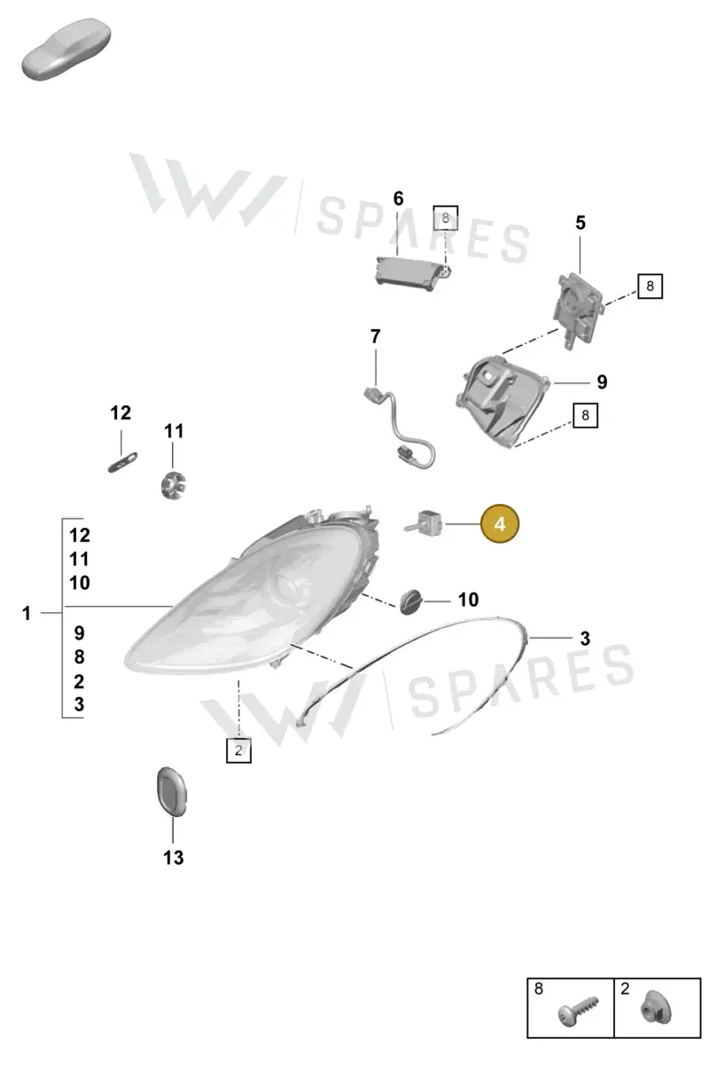 95863121900 — Porsche Boxster Spyder (2019-) diagram p55905000, position 4