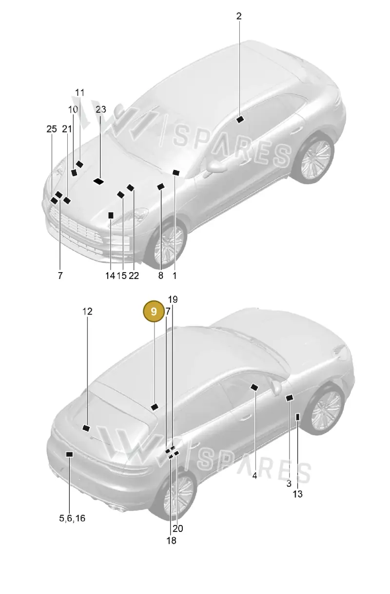 95870111910 — Porsche Macan (2018-2022) diagram p52003000, position 9