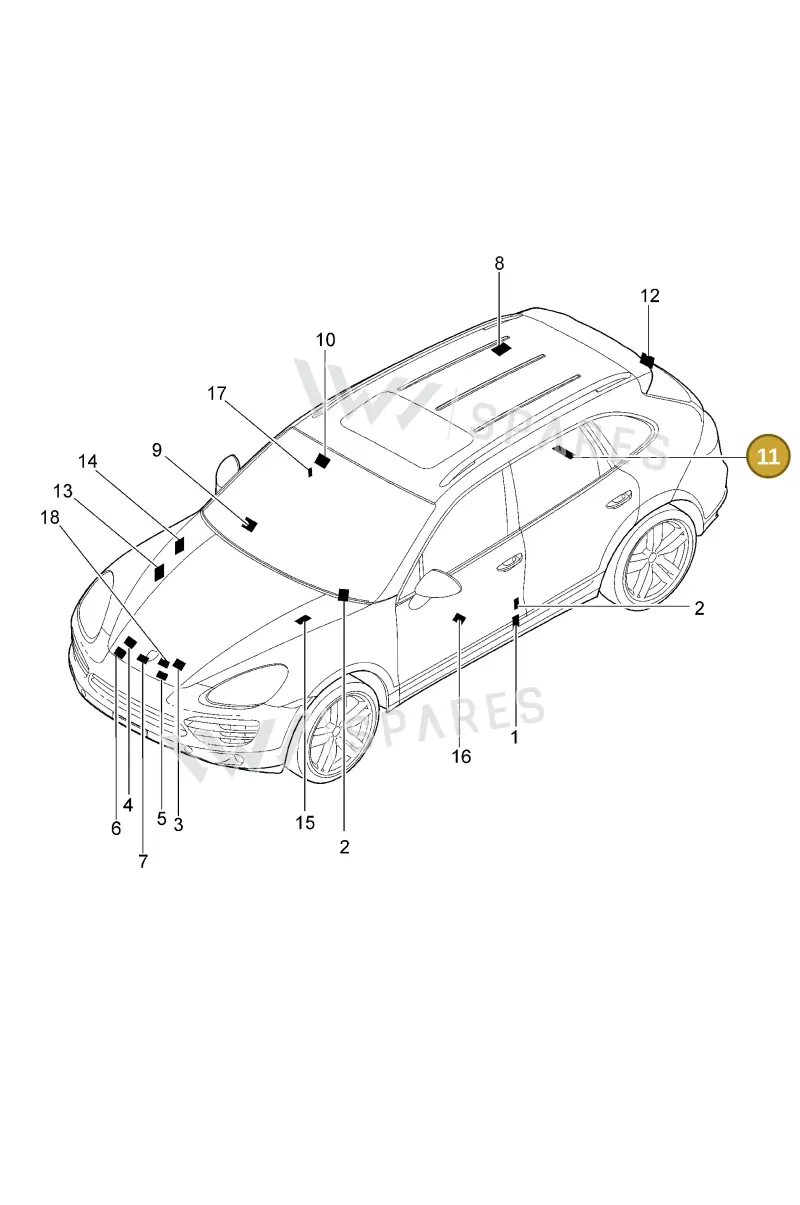 95870128901 — Porsche Cayenne (2010-2018) diagram p37001005, position 11