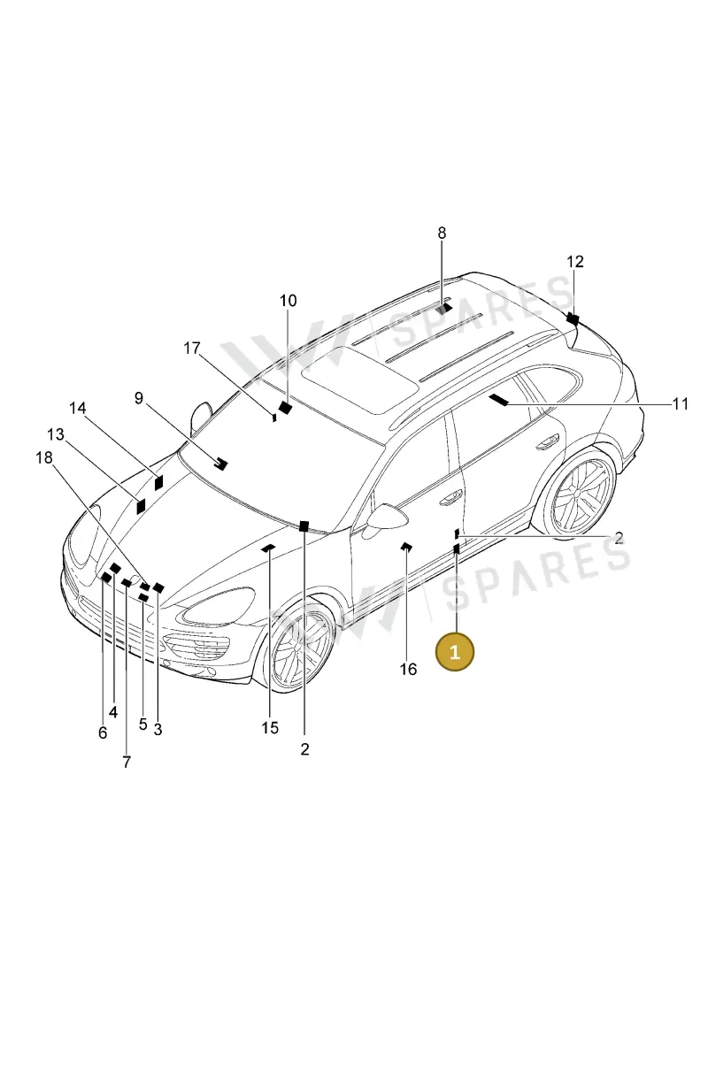 95870129800 — Porsche Cayenne (2010-2018) diagram p37001000, position 1