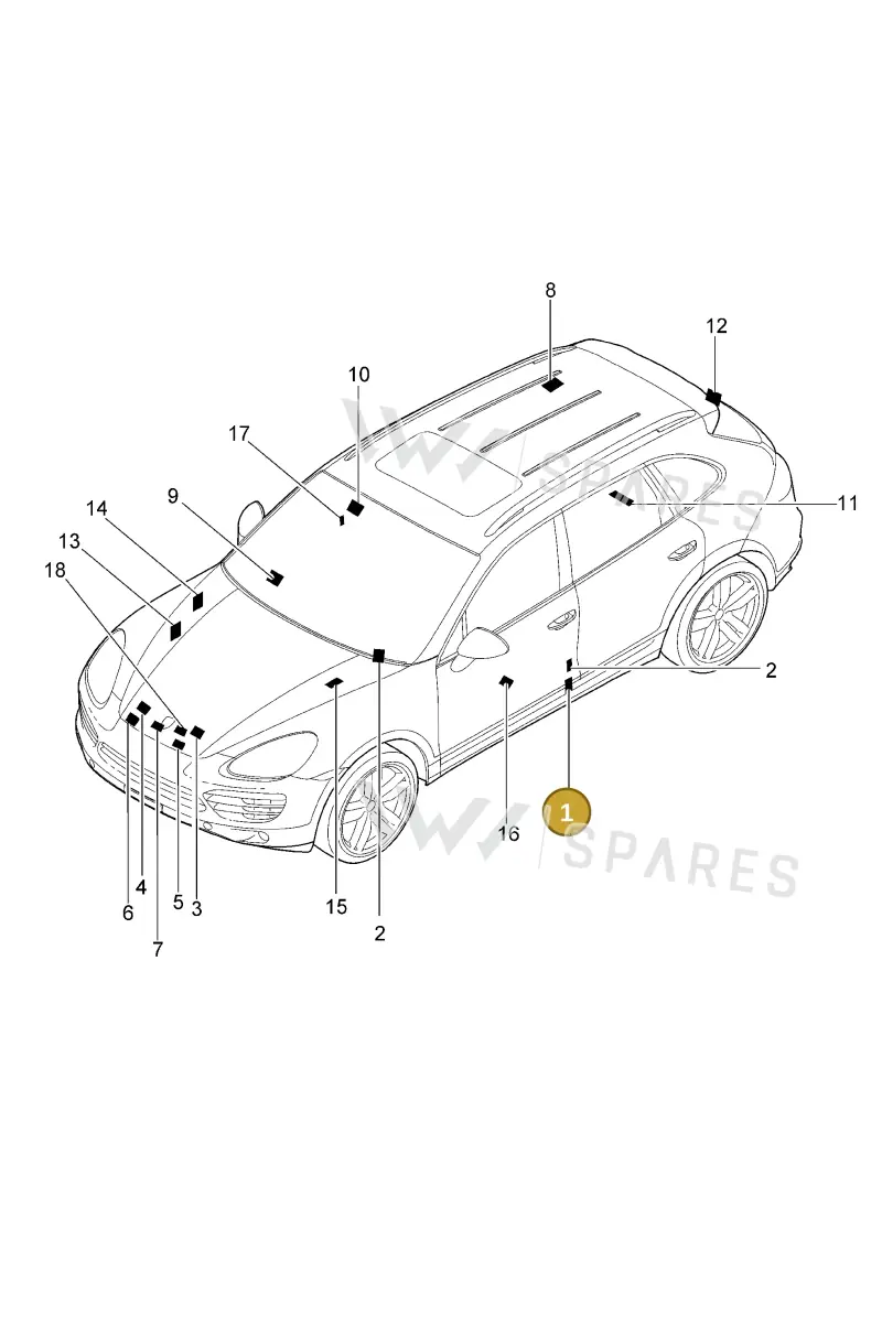 95870129930 — Porsche Cayenne (2010-2018) diagram p37001000, position 1