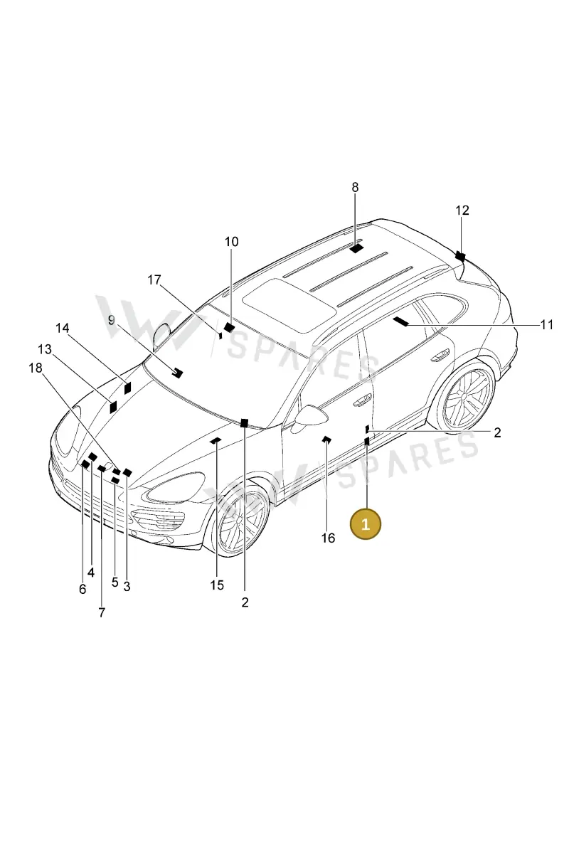 95870130340 — Porsche Cayenne (2010-2018) diagram p37001000, position 1