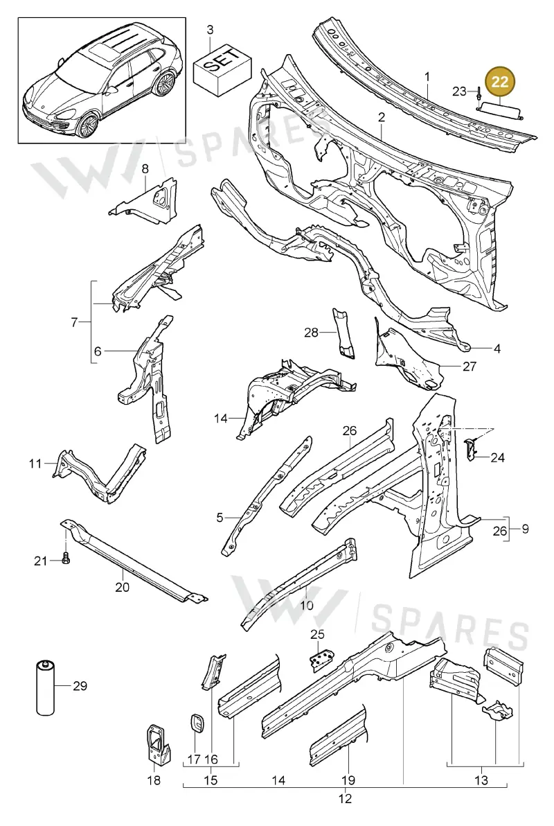 95880513700 — Porsche Cayenne (2010-2018) diagram p37801010, position 21+22