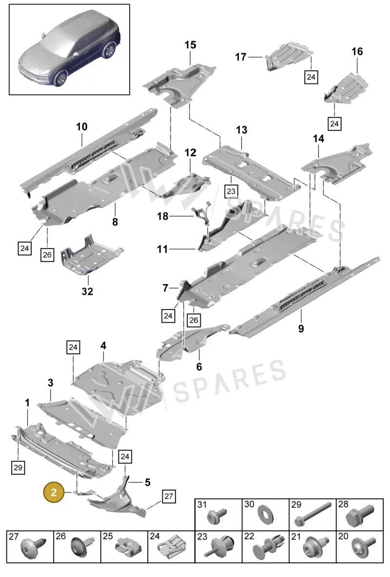 95882527100 — Porsche Cayenne (2017-2023) diagram p51801075, position 2