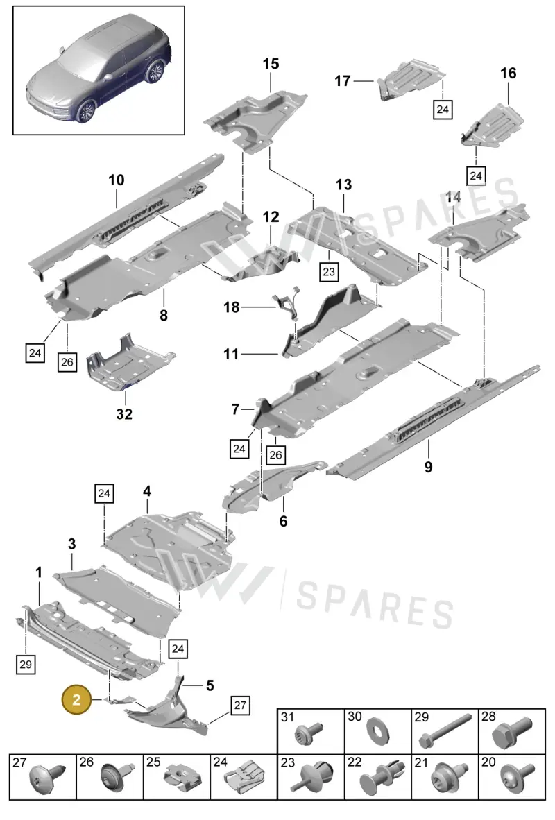 95882527200 — Porsche Cayenne (2017-2023) diagram p51801075, position 2