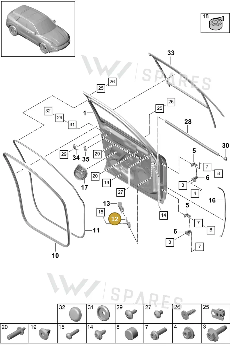 95883724900 — Porsche Cayenne Diesel V6 (2017-2023) diagram p51804000, position 12