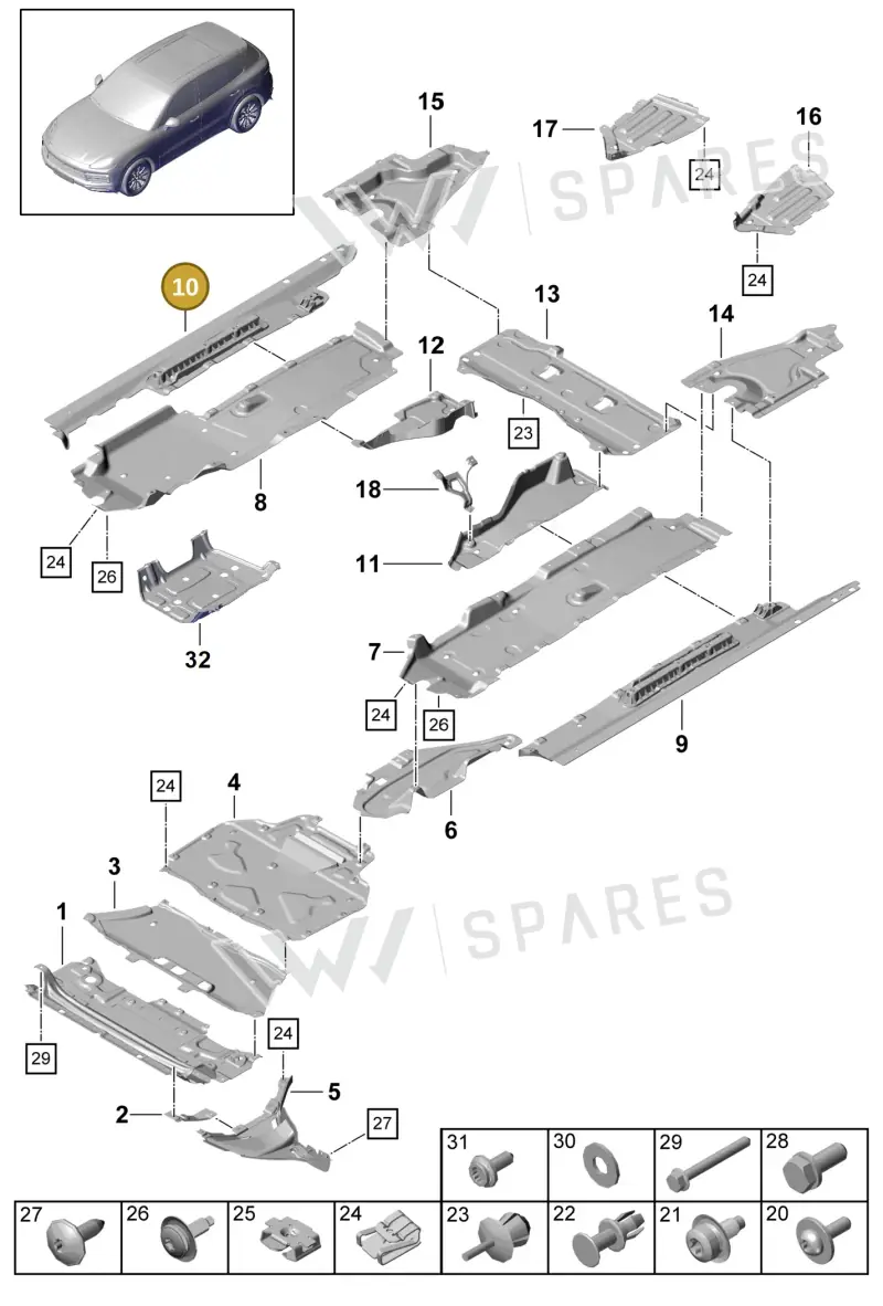95885347400 — Porsche Cayenne (2017-2023) diagram p51801075, position 10