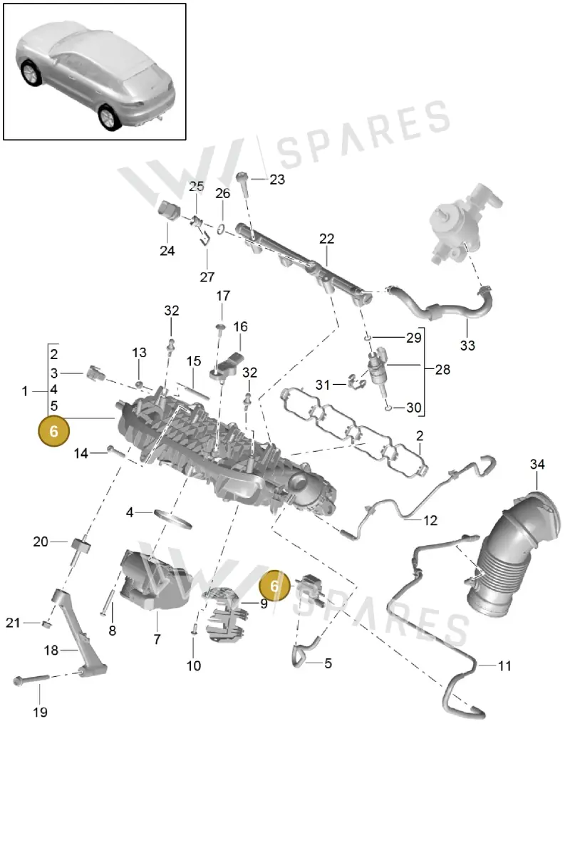 95890628300 — Porsche Macan (2013-2018) diagram p44107060, position 6