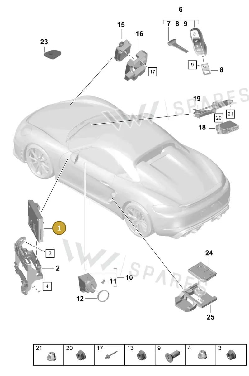958907064D — Porsche Boxster Spyder (2019-2020) diagram p54901040, position 1