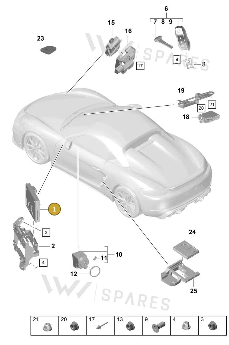 958907064E — Porsche Boxster Spyder (2019-2020) diagram p54901040, position 1