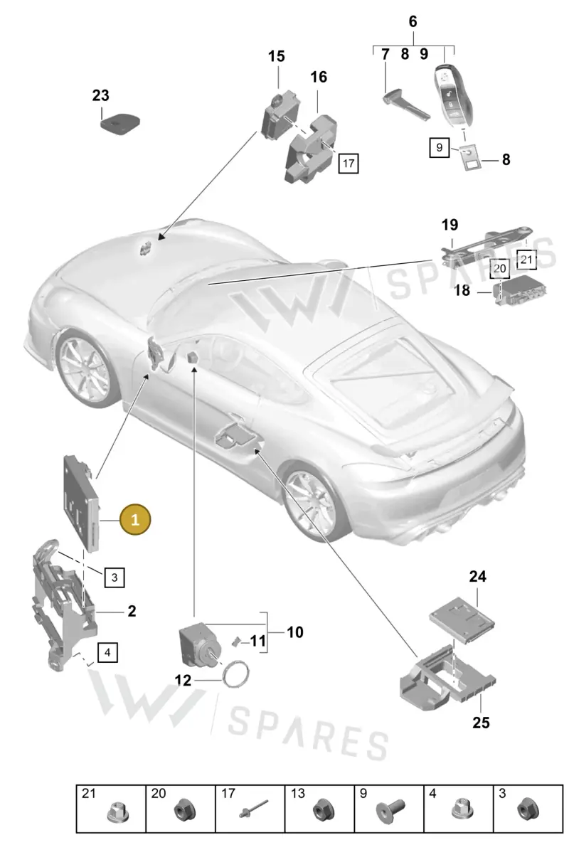 958907064H — Porsche Cayman (2019-2022) diagram p55901040, position 1
