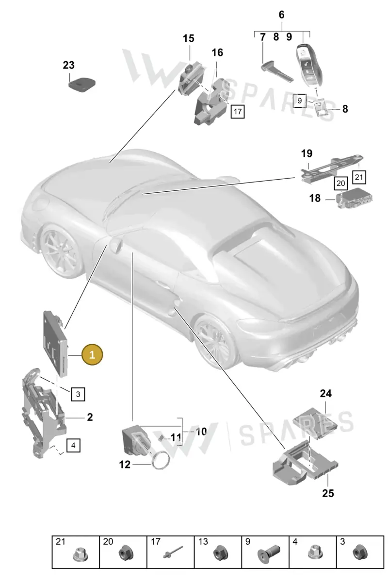 958907064H — Porsche Boxster Spyder (2019-2020) diagram p54901040, position 1