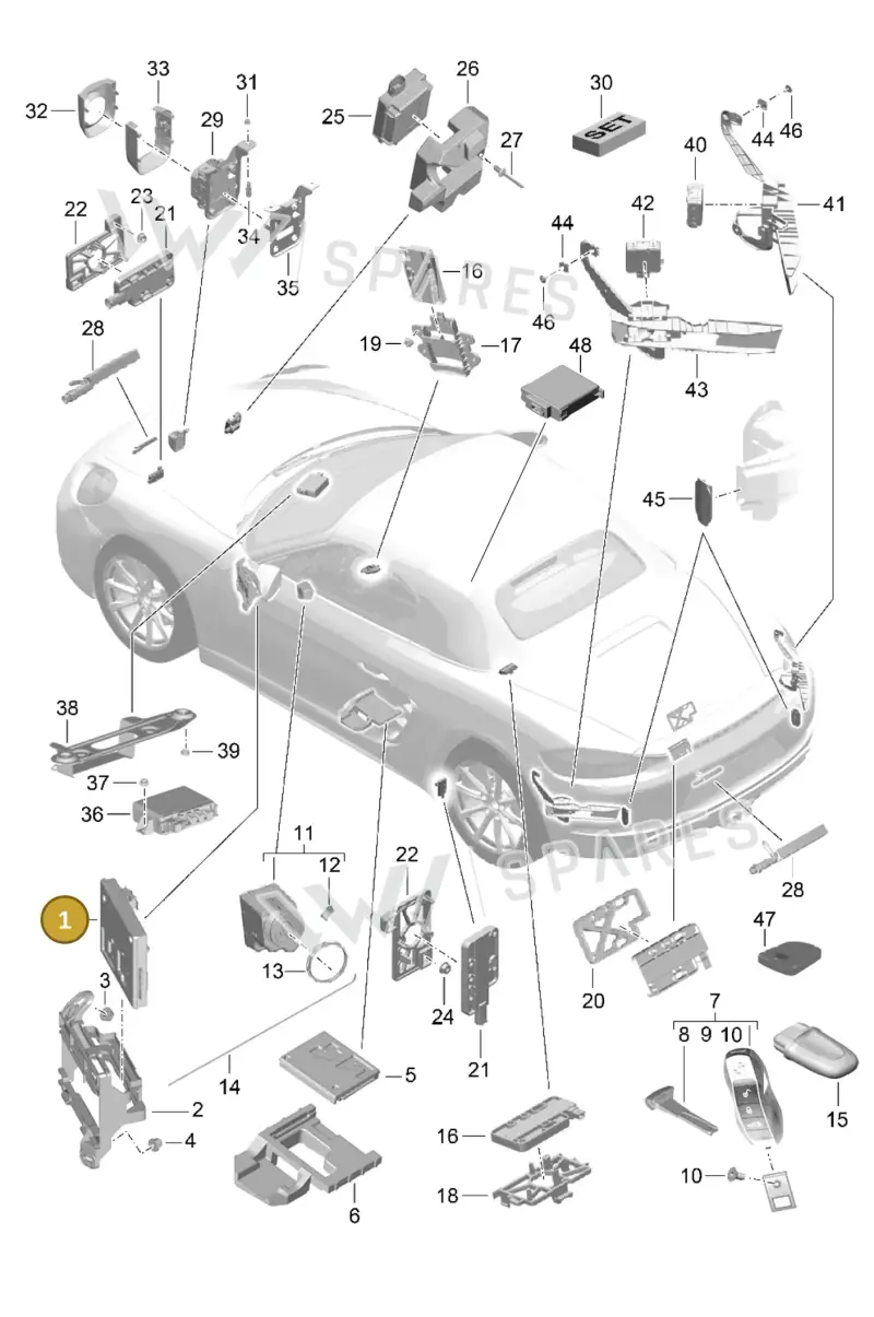 958907064J — Porsche Boxster (2016-2019) diagram p48901004, position 1