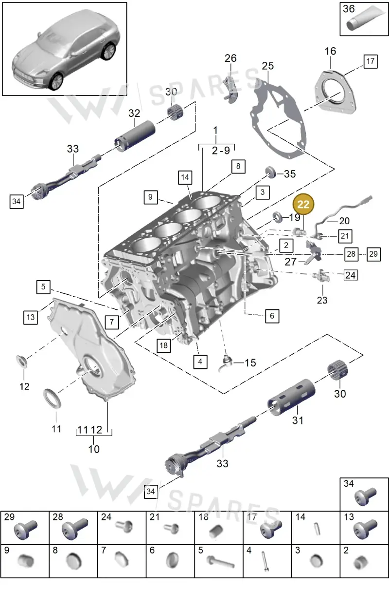 95891908100 — Porsche Macan R4 TFSI (2018-) diagram p52101111, position 22