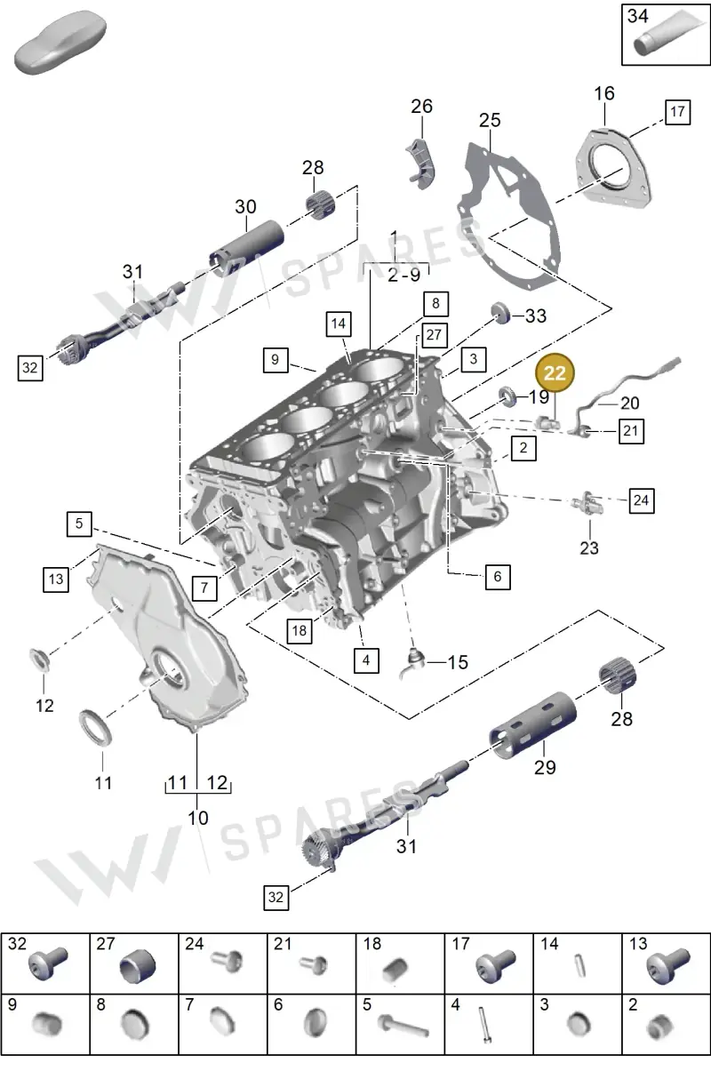 95891908100 — Porsche Cayenne Hybrid Coupe (2023-) diagram p60101100, position 22