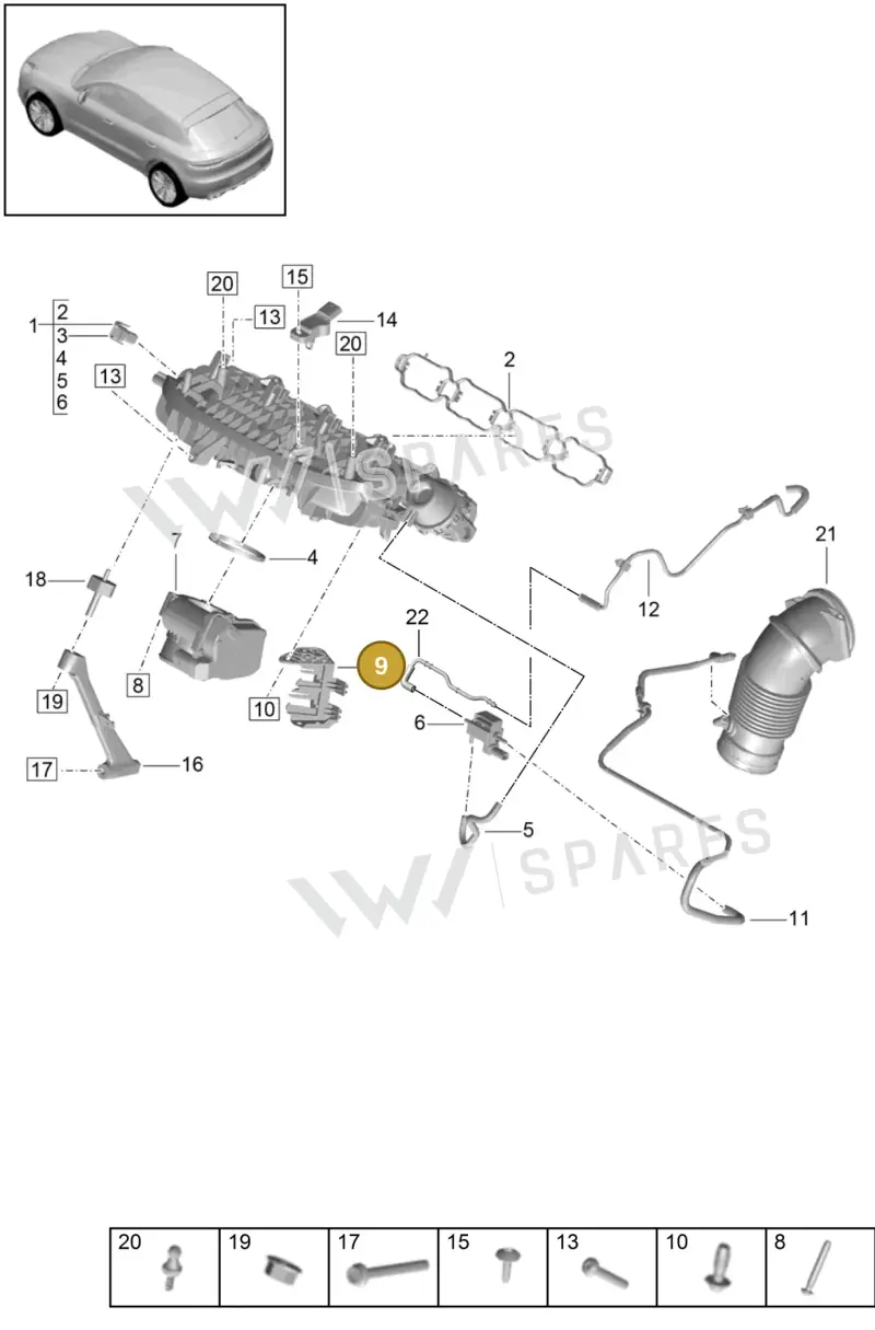 95897149700 — Porsche Macan (2018-2022) diagram p52000022, position 9