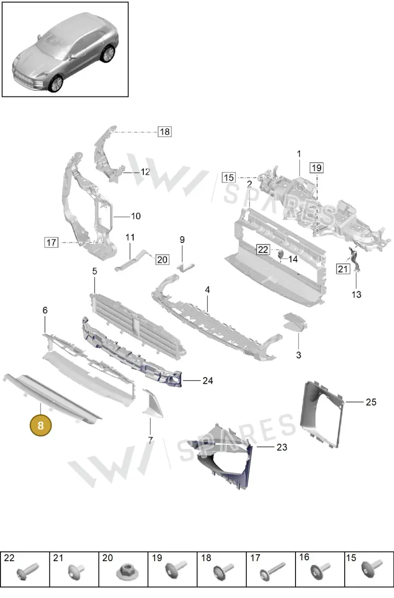 95B121291A — Porsche Macan (2018-2022) diagram p52802210, position 8