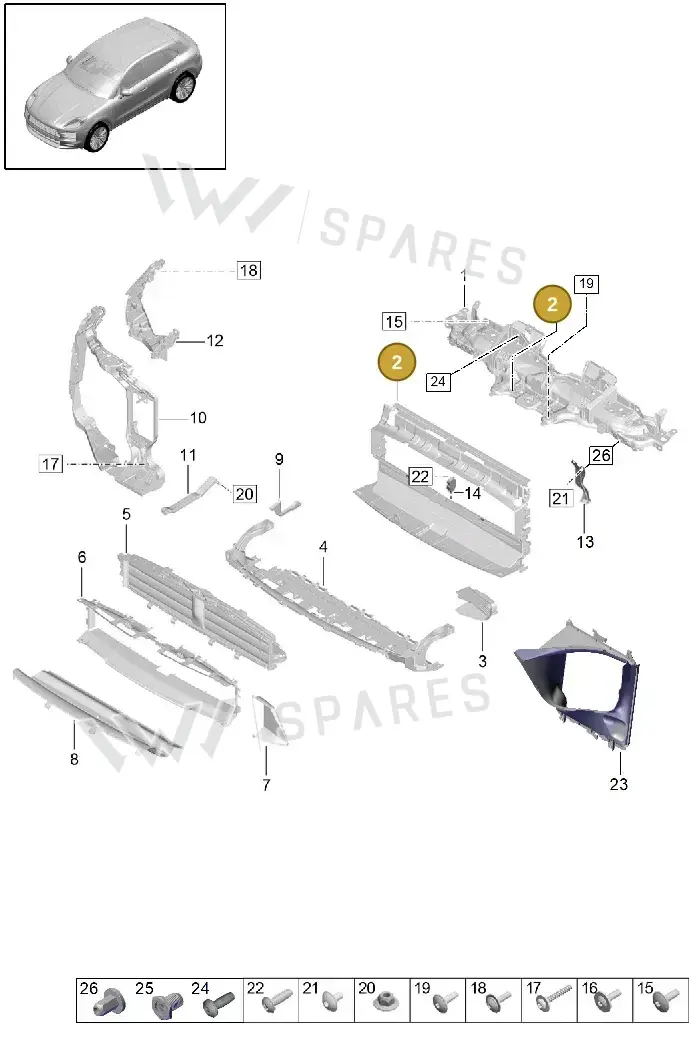 95B121707F — Porsche Macan (2018-2022) diagram p52000186, position 2
