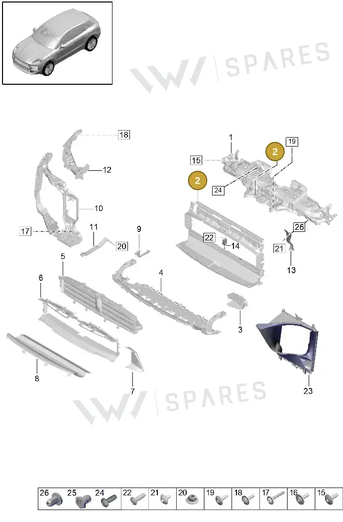 95B121707G — Porsche Macan (2018-2022) diagram p52000186, position 2