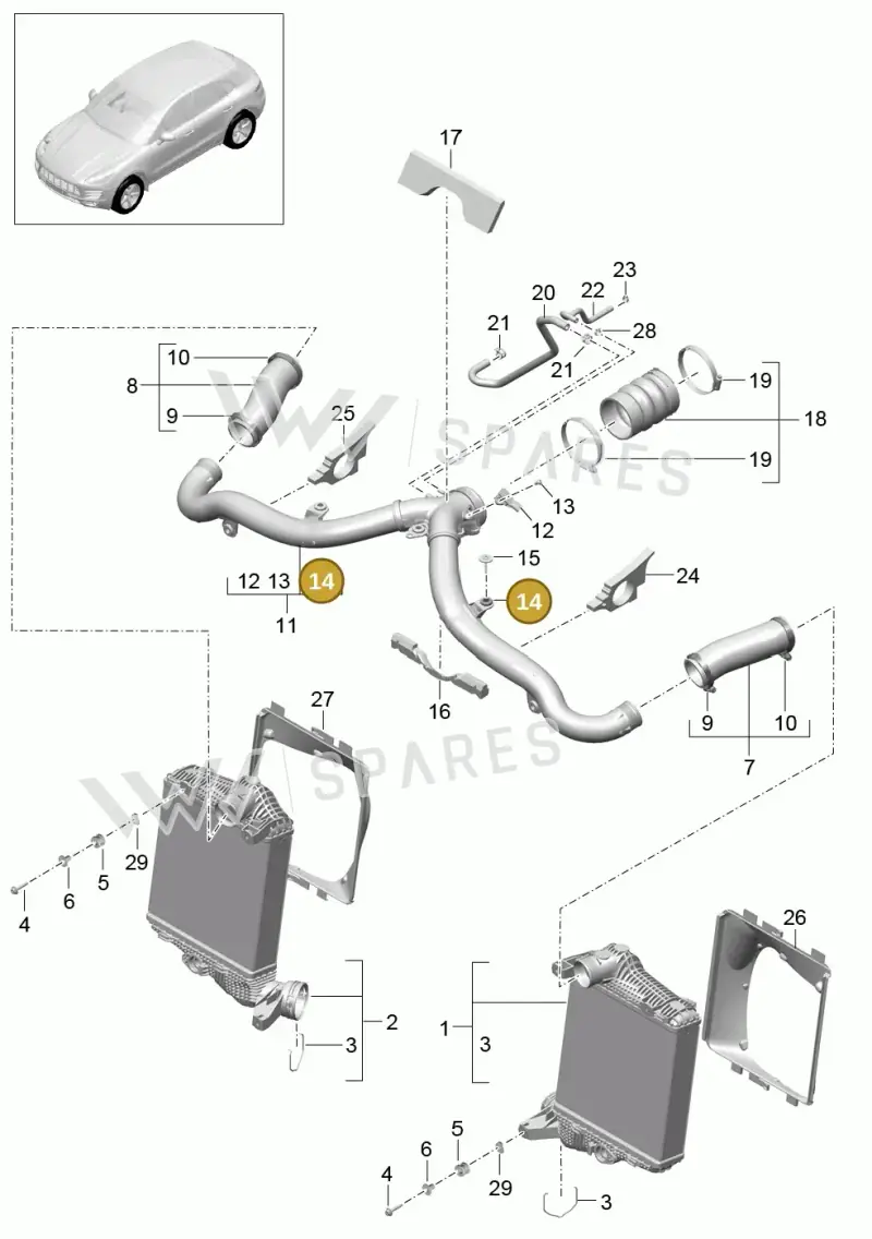 95B129381 — Porsche Macan GTS (2013-2018) diagram p44107070, position 14