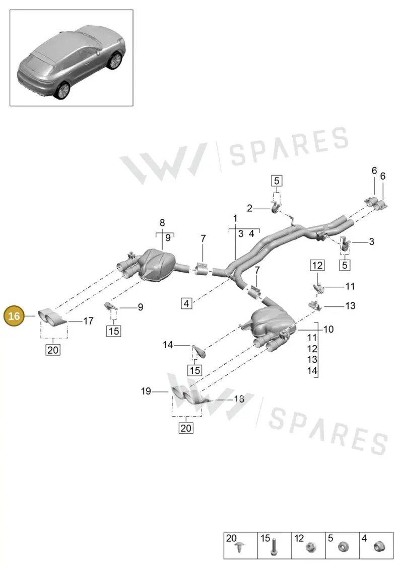95B253681D — Porsche Macan (2018-2022) diagram p52000130, position 16