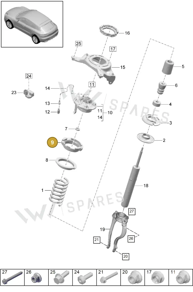 95B411178 — Porsche Macan R4 TFSI (2018-) diagram p52402000, position 9
