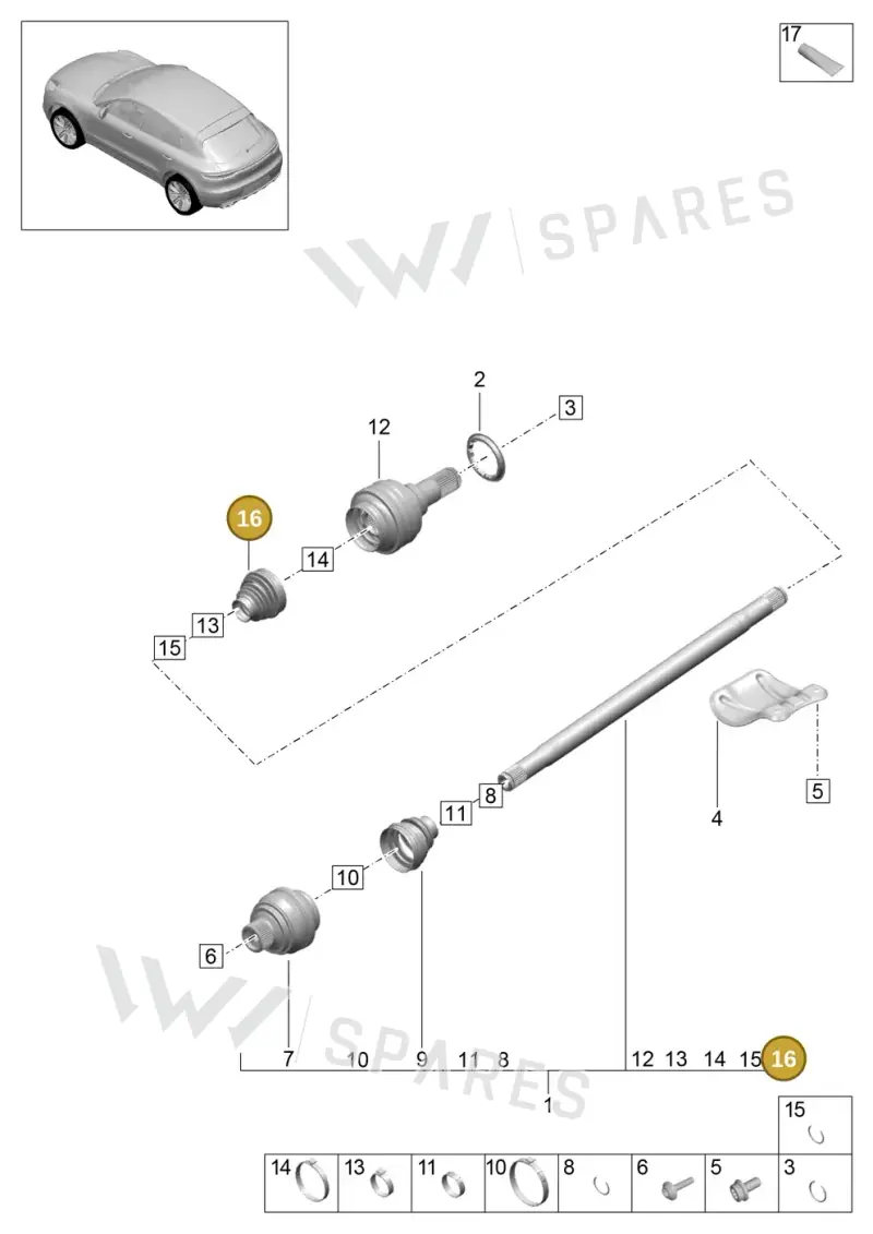 95B501151 — Porsche Macan (2018-2022) diagram p52501030, position 9+16