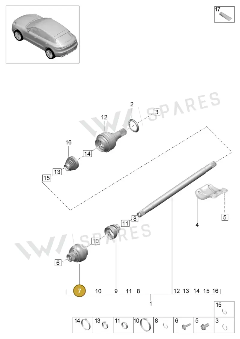 95B501305D — Porsche Macan (2018-2022) diagram p52501030, position 7