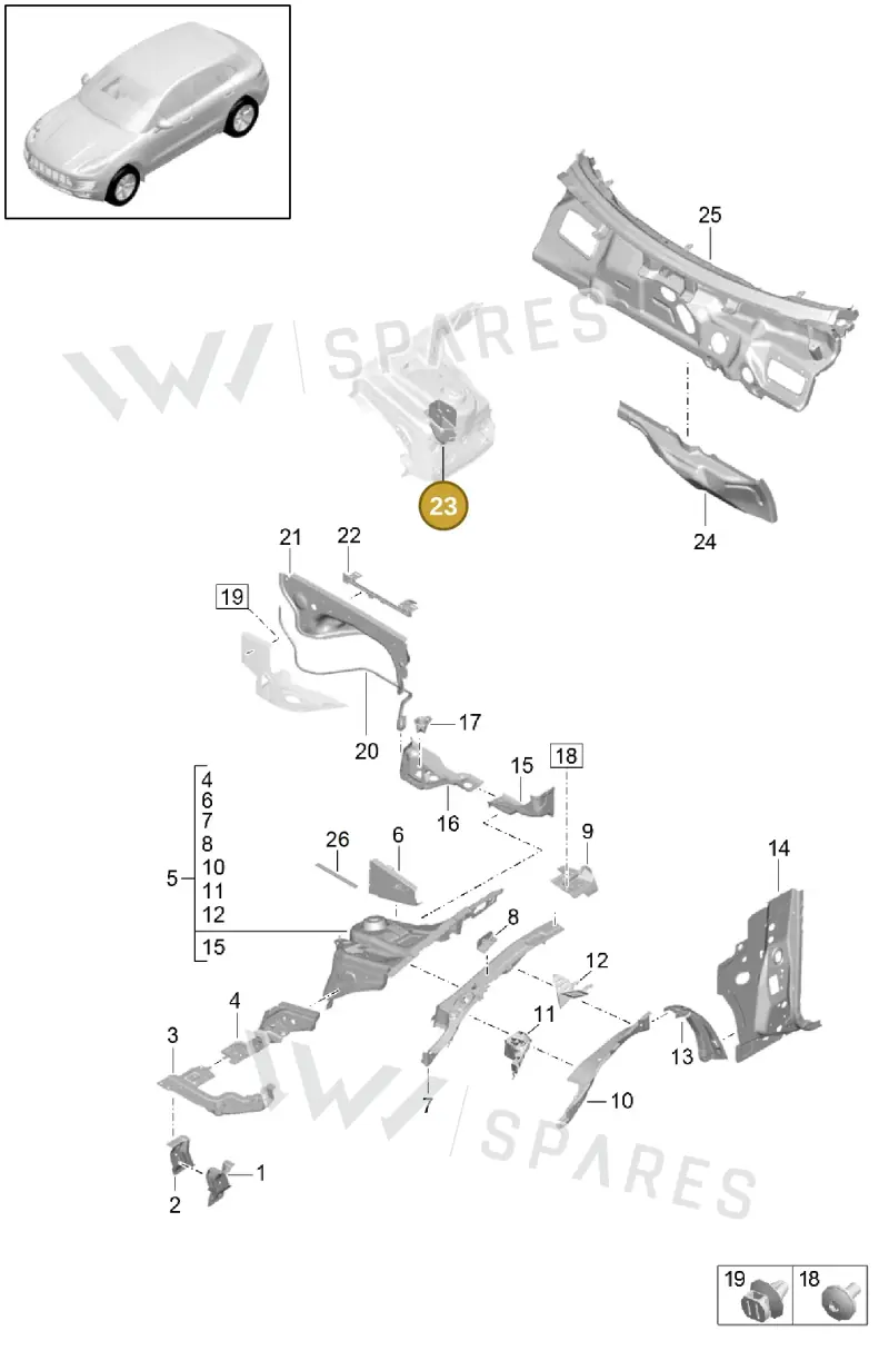95B805848EYGRV — Porsche Macan (2018-2022) diagram p52801120, position 23