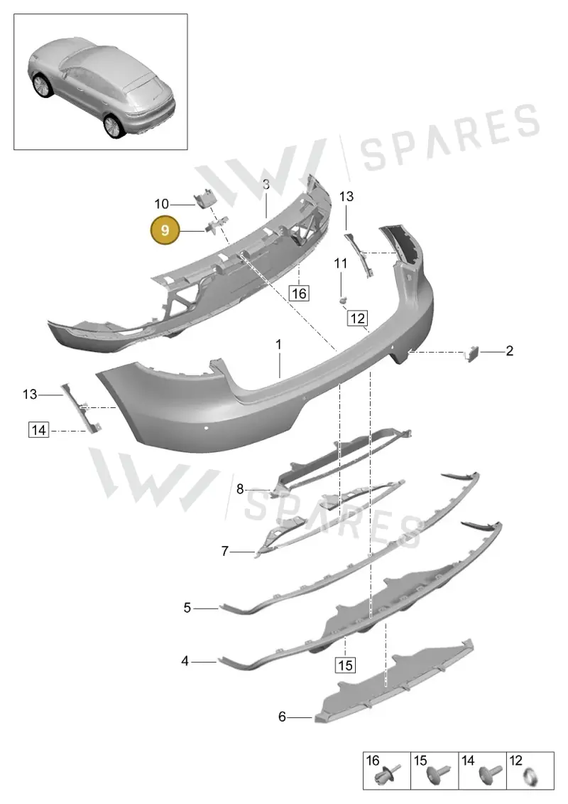 95B807286C — Porsche Macan (2018-2022) diagram p52802510, position 9